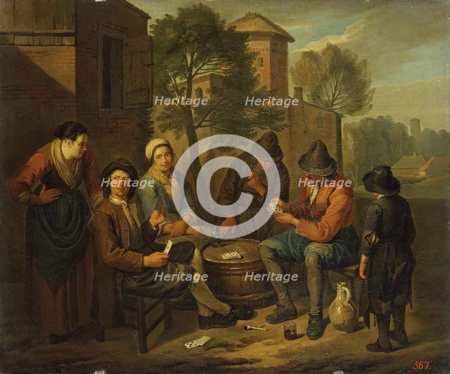 Peasants Playing Cards, 1700. Creator: Norbert van Bloemen.