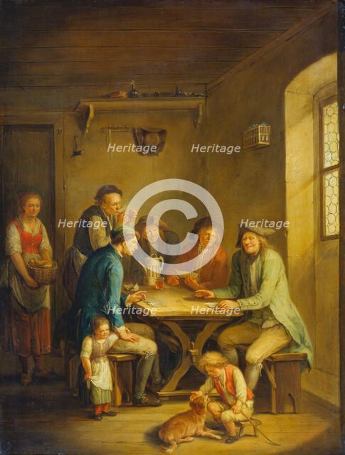 Peasants Playing Cards, 18th century. Creator: Johann Andreas Herrlein.