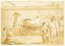 Peasants with a Farm-cart, c. 1790. Creator: Giovanni Domenico Tiepolo (Italian, 1727-1804)