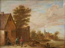 Peasants talking in front of an inn, between 1630 and 1690. Creator: David Teniers II
