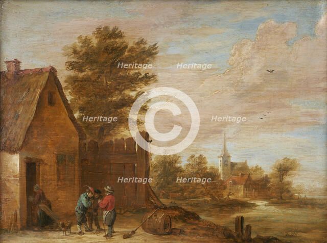 Peasants talking in front of an inn, between 1630 and 1690. Creator: David Teniers II.