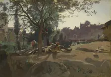 Peasants under the Trees at Dawn, c. 1843. Artist: Corot, Jean-Baptiste Camille (1796-1875)