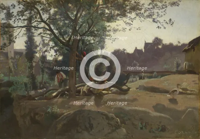 Peasants under the Trees at Dawn, c. 1843. Artist: Corot, Jean-Baptiste Camille (1796-1875)
