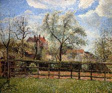Pear Trees and Flowers at Eragny, Morning 1886. Artist: Camille Pissarro