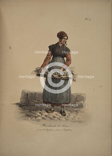 Pear seller. From the Series "Cris de Paris" (The Cries of Paris), 1815. Creator: Vernet, Carle (1758-1836).