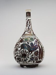 Pear-Shaped Bottle with a Bullock Design, Iran, second half 17th century. Creator: Unknown