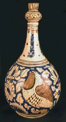 Pear-Shaped Bottle with Birds, Iran, 17th century. Creator: Unknown