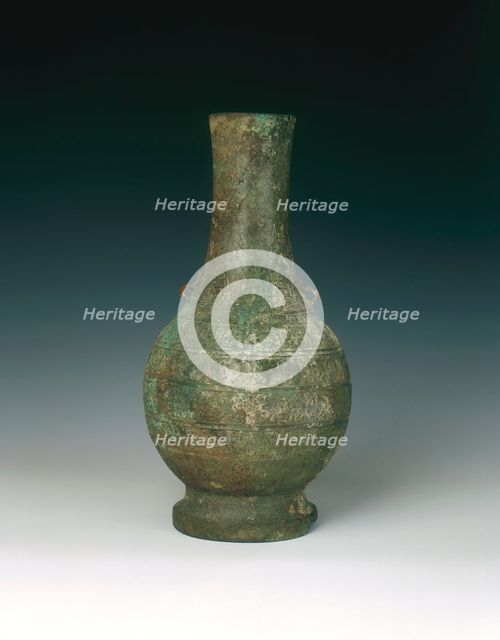 Pear-shaped bronze flask, China, 475 BC-221 BC. Creator: Unknown.