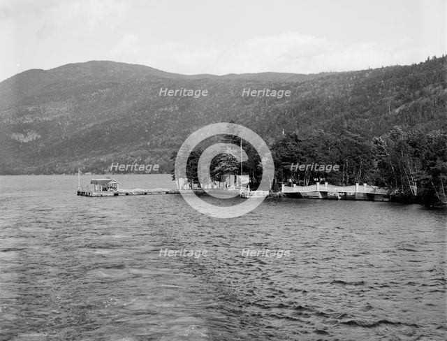 Pearl Point landing on Lake George, c.between 1910 and 1920. Creator: Unknown.