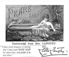 Pears Soap; Promoted by Lilli Langtry 1890. Creator: Unknown