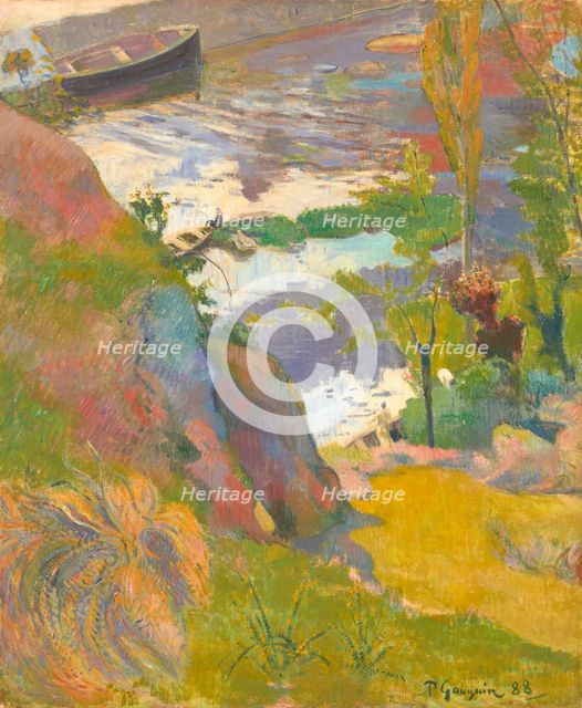 Pêcheur et baigneurs sur l'Aven, 1888. Creator: Gauguin, Paul Eugéne Henri (1848-1903).