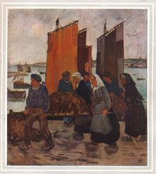 Pecheurs Bretons Debarqunt Du Goemon c1903. Artist: Charles Cottet