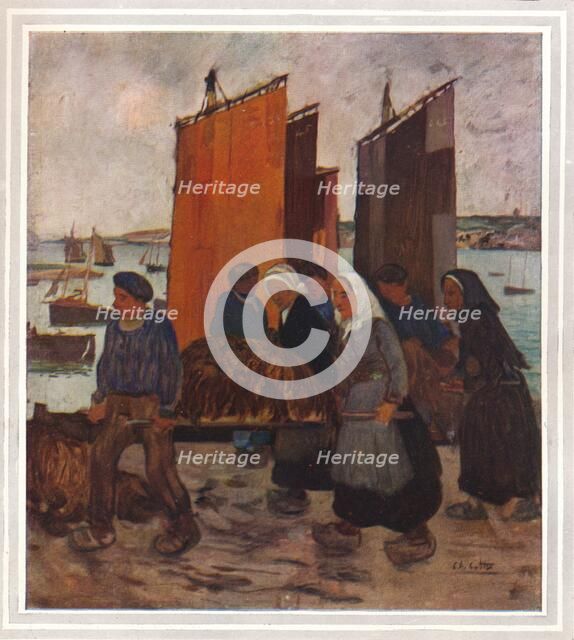 'Pecheurs Bretons Debarqunt Du Goemon', c1903. Artist: Charles Cottet.