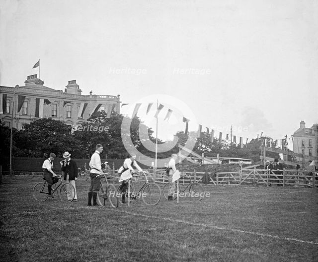 Pedal bicycle race - unknown location, c1900s. Creator: Robert Augustus Henry L'Estrange.