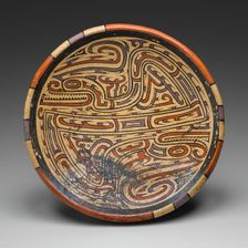 Pedestal Bowl Depicting Bicephalic Footed Serpent with Headcrest, A.D. 700/1100. Creator: Unknown