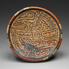 Pedestal Bowl Depicting Bicephalic Footed Serpent with Headcrest, A.D. 700/1100. Creator: Unknown