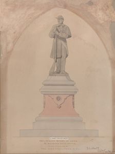 Pedestal Design for the Seventh Regiment Memorial in Central Park, ca. 1868. Creator: Jacob Wrey Mould