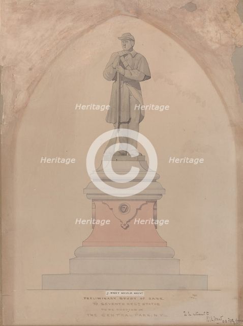 Pedestal Design for the Seventh Regiment Memorial in Central Park, ca. 1868. Creator: Jacob Wrey Mould.