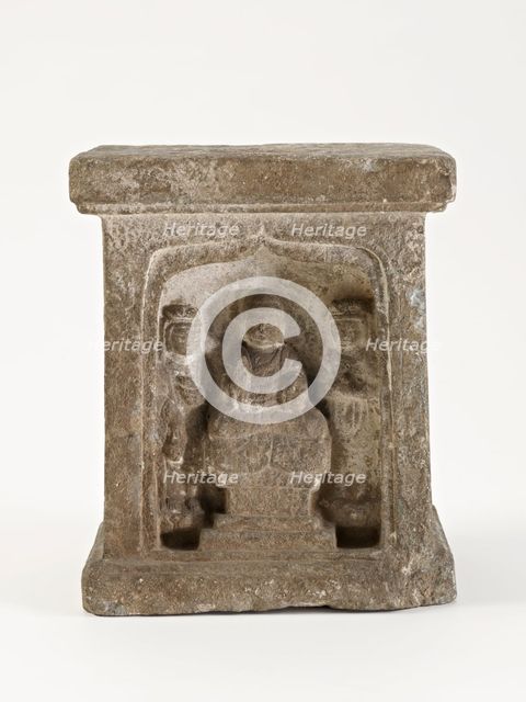 Pedestal with Buddha, bodhisattvas, and monks, Sui dynasty, 581-618. Creator: Unknown.