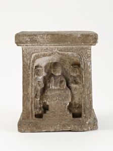 Pedestal with Buddha, bodhisattvas, and monks, Sui dynasty, 581-618. Creator: Unknown