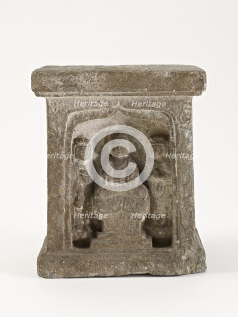 Pedestal with Buddha, bodhisattvas, and monks, Sui dynasty, 581-618. Creator: Unknown.