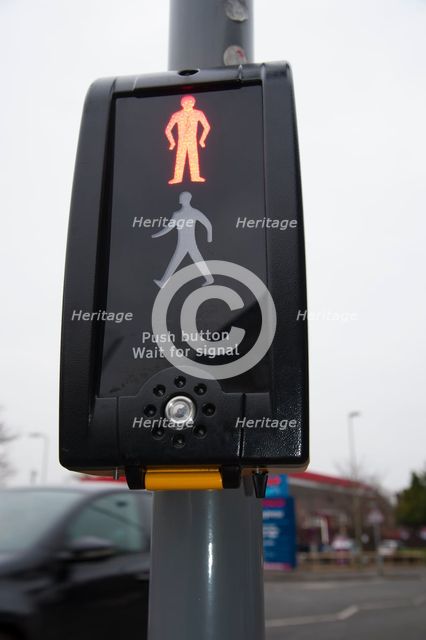 Pedestrian crossing with Radix rotating cone tactile equipment. Creator: Unknown.