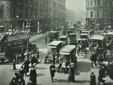 Pedestrians and traffic, Victoria Street, London, April 1912