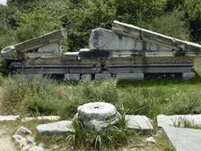 Pediment ruins, Temple of Seraphis, Miletus, Anatolia, Turkey, 3rd century BC (1999). Creator: Unknown