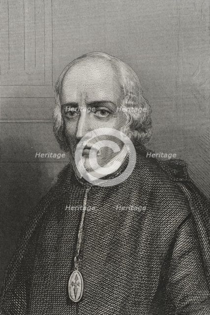 Pedro Calderón de la Barca, (1600-1681), Baroque Spanish writer of the Golden Age..., 1856.  Creator: Charles Geoffroy.