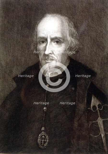 Pedro Calderon de la Barca (1600-1681), Spanish writer, Bartolome Maura engraving on a picture of…