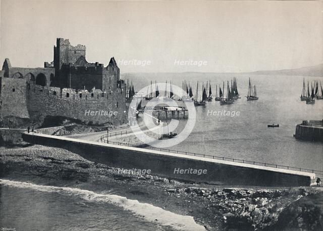 'Peel - The Old Castle and Harbour', 1895. Artist: Unknown.