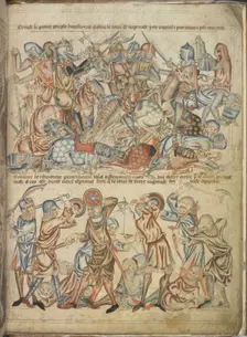 Peers and commoners fighting, c1320-1330. Creator: Unknown