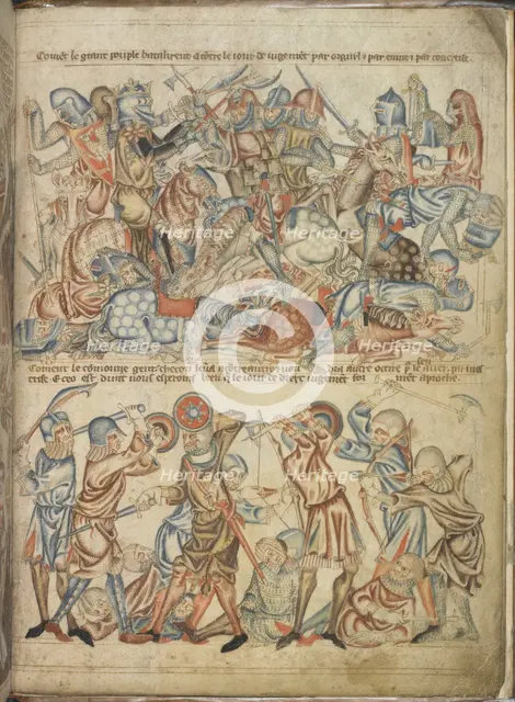 Peers and commoners fighting, c1320-1330. Creator: Unknown.
