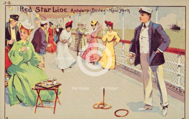 Peg quoits on board a Red Star Line passenger ship, 1907. Creator: Unknown.