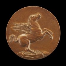 Pegasus on the Fountain Hippocrene [reverse], 1537/1547. Creator: Benvenuto Cellini