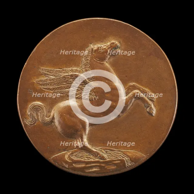 Pegasus on the Fountain Hippocrene [reverse], 1537/1547. Creator: Benvenuto Cellini.