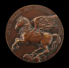 Pegasus Soaring above Parnassus [reverse], c. 1815. Creator: Unknown