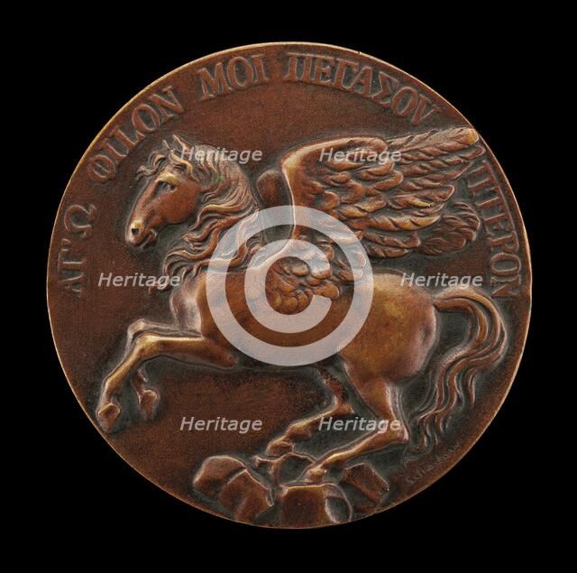 Pegasus Soaring above Parnassus [reverse], c. 1815. Creator: Unknown.