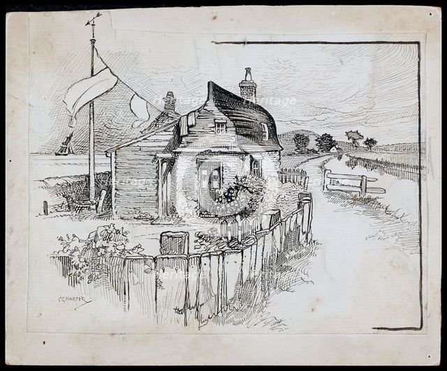 Peggotty's Boat House, Kent, 1892-1933. Artist: Charles George Harper.