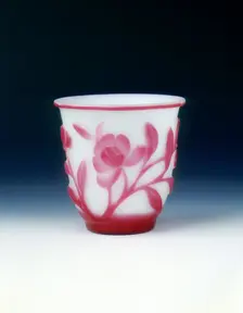 Peking glass cup, white with pink overlay, Qing dynasty, China, c1800. Creator: Unknown