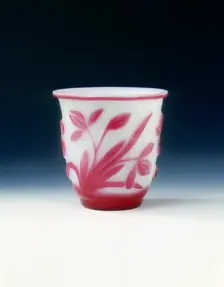 Peking glass cup, white with pink overlay, Qing dynasty, China, c1800. Creator: Unknown