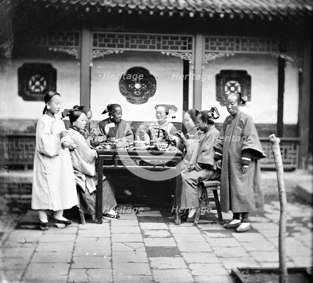 Peking, Pechili province, China: Manchu ladies at a meal table, 1869. Creator: John Thomson.