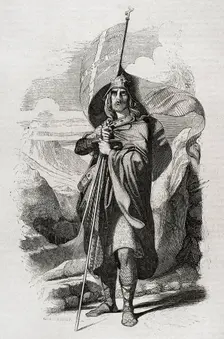 Pelagius of Asturias, Visigoth nobleman, 1852. Creator: Unknown
