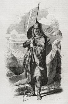 Pelagius of Asturias, Visigoth nobleman, 1852. Creator: Unknown