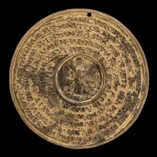 Pelican in Her Piety and Inscription [reverse], c. 1482. Creator: Sperandio Savelli