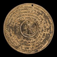 Pelican in Her Piety and Inscription [reverse], c. 1482. Creator: Sperandio Savelli