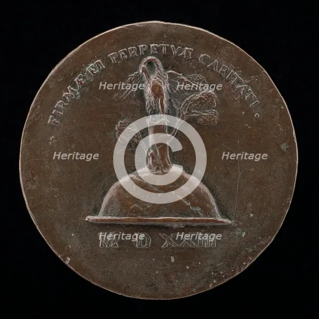 Pelican in Her Piety [reverse], 1523. Creator: Maffeo Olivieri.