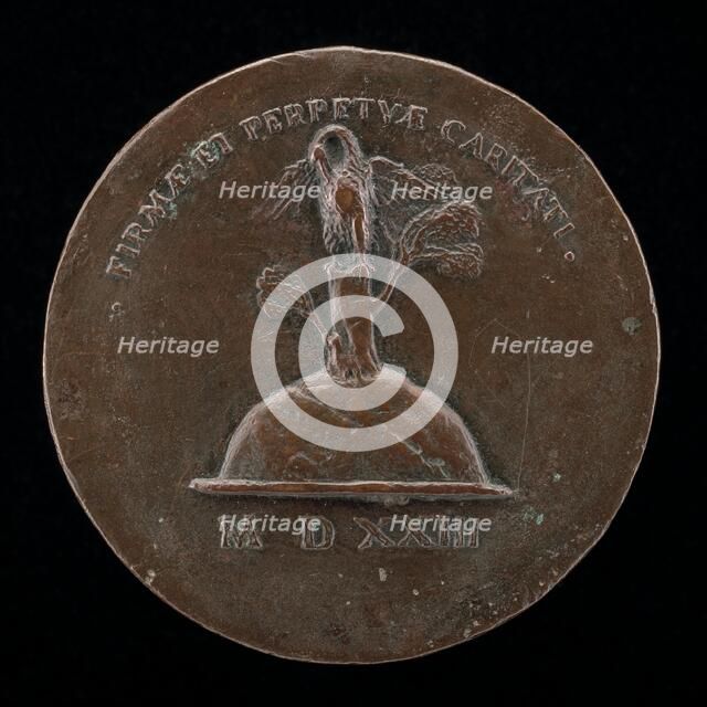 Pelican in Her Piety [reverse], 1523. Creator: Maffeo Olivieri.