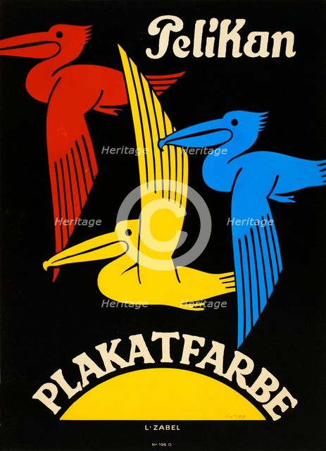 Pelican poster color, 1920-1925. Creator: Zabel, Lucian (1893-1936).