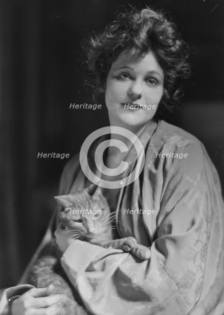 Pell, Miss, with Buzzer the cat, portrait photograph, 1916 Apr. 11. Creator: Arnold Genthe.